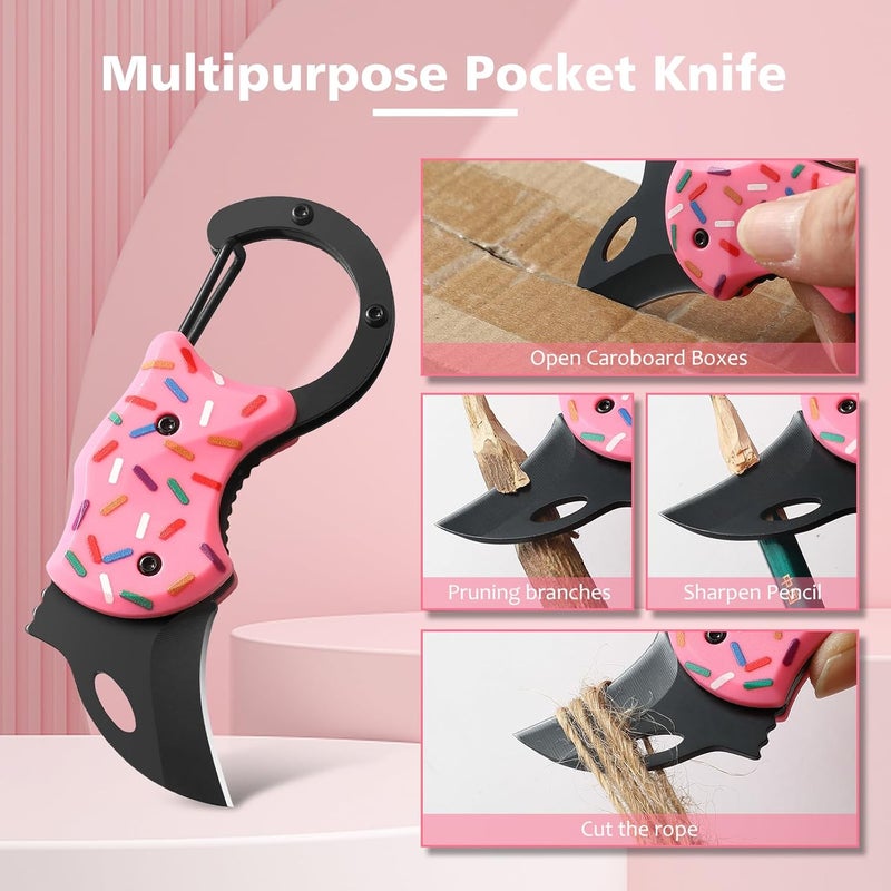 COOL PARD EDC Donut Folding Pocket Utility Knife,1.34''Blade Small EDC Knife,Pink Pocket Knife for Women Men,Cute Folding Knife Box Cutter，Perfect Christmas Gift for Women（Donut） - Image 3